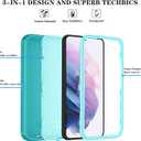 ONOLA Phone Case for Samsung Galaxy S21 Case with HD Screen Protector, Heavy Duty Shockproof & Dropproof 3-Layer Cover Phone Case for Galaxy S21 6.2'',LakeBlueSkyBlue