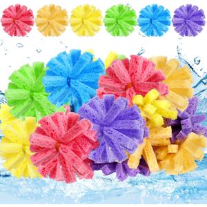 24 Pcs 2.76 Inch Reusable Water Balls for Summer Outdoor Water Games Balloons Toys and Games Pool Toys Sponge Bomb Toss for Kids Adults Boys Girls Pool Beach Backyard Fun Trampoline Party