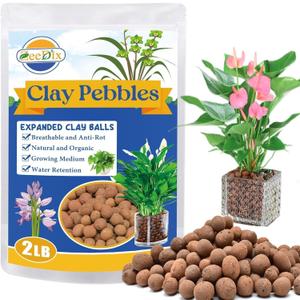 ZeeDix 2LBS Organic Clay Pebbles for Hydroponics - pH Neutral Leca Balls 4mm-16mm Lightweight Plant Drainage Aggregate, Aquaponics, Indoor Gardening & Succulents