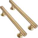 CABDM 4 inch (102mm) 2 Pack Brushed Brass Cabinet pulls Solid Heavy-Duty Handles Hardware for Kitchen Badroom Drawer Square Pulls Cupboard Cabinets, Antique Brass
