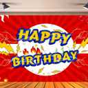 Red Lightning Party Decorations, Birthday Party Supplies Banner Backdrop Boys and Girls Happy Birthday Backdrop