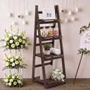 Wooden 4-tier Foldable Ladder Shelf, Dark Walnut Wedding Treat Gift Stand, 45.5 x 16 x 13.5 Inch