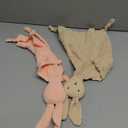 ZIGJOY Bunny Lovey Muslin Cotton Baby Security Blanket Soft Breathable Lovies for Babies Gifts for Newborn Infant Toddler Boys and Girls, Pink & Khaki