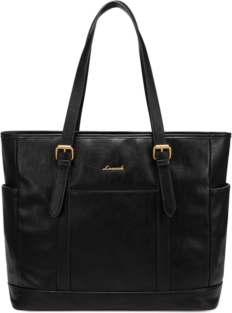 LOVEVOOK Laptop Tote Bag for Women,Vintage Leather Work Tote Bag for Women Computer Briefcase Bag,Waterproof Teacher Business