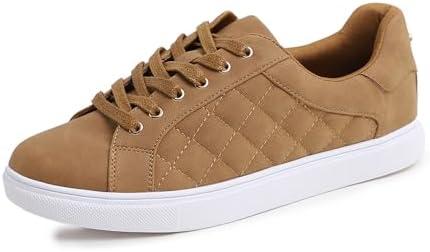 FEVERSOLE Women's Featured PU Leather Colorful Lace Up Sneaker 37.5