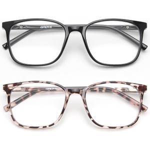 Ultralight Blue Light Glasses for Women - 99% Protection Computer Glasses for All Day Comfort - Anti UV Glare & Eyestrain (Light Black & Leopard)