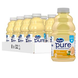Ocean Spray Pure Unsweetened White Grapefruit, 100% White Grapefruit Juice, 32 Fl Oz Bottle, (Pack of 8) (EXP 04/07/26)