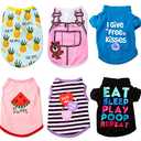 6 Pcs Dog Clothes Printed Doggie Shirts Puppy T-Shirts Cute Pet Cotton Clothes Doggie Shirt for Small Medium Dog Apparel Summer Christmas(L)