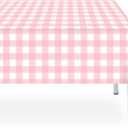 12 Pack Pink and White Checkered Tablecloth, Pink Plastic Table Cloths for Parties Disposable, 54x108 in Waterproof Rectangular Pink Gingham Camping Tablecloth for Birthday, Party, Baby Shower, 54" X 108" Rectangle