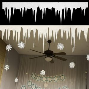 6 Pcs Winter Wonderland Decorations Christmas Fake Icicle Hanging White Felt Icicle Borders Cutouts 59.06 Inches Hanging Fringe Ornaments for Holiday Xmas Home White Decor