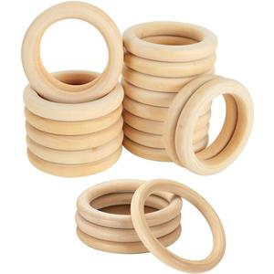 20Pcs Natural Wooden Rings for Crafts, Unfinished Wood Rings for Macrame Pendant Connectors DIY Making, Craft Rings, Wood Teething Ring (2.17inch/5.5cm)