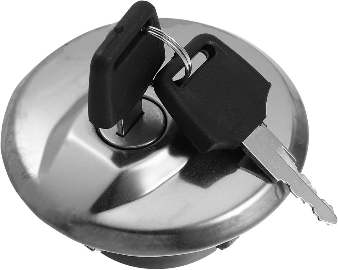 ACROPIX Motorcycle Gas Tank Cover Locking Fuel Tank Cap with Keys for Suzuki GZ250 - Pack of 3 Silver Tone