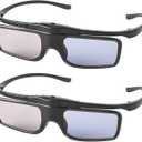RF 3D Glasses, Active Shutter RF 3D Glasses Rechargeable Suitable for RF 3D TV Projectors, RF 3D Eyewear, Compatible with TDG-BT500A, SSG-5100GB, AN3DG40, Pack of 2