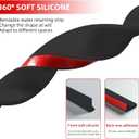98 Inch Shower Threshold Water Dam, Black Flexible Silicone Water Barrier, Self Adhesive Bathroom Kitchen Splash Guard for Sink, Shower,Bathtub