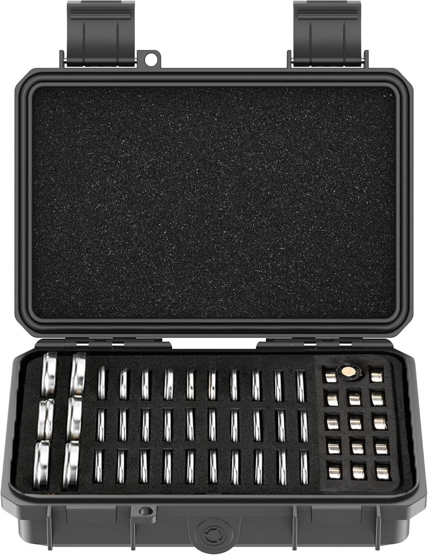 KIWIFOTOS 65 Slots Coin Cell Battery Case for CR2032 CR2016 CR2025 LR44 CR2320 CR2325 CR2330 CR2354 CR2430 CR2450 & LR41 AG13 Button Battery Holder Organizer IP67 Waterproof