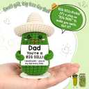 3 x Eterfordista Mini Dad Gifts for from Daughter Son Wife Positive Handmade Crochet Pickle Father's Gifts for Daddy New Bonus Step Dads Father in Law Best Dad Ever Gift Funnuy Birthday Gift Ideas