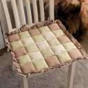 vctops Lace Patchwork Chair Pad Cushion with Ties, Elegant Ruffle Edge Decorative Cushions Farmhouse Floral Pattern Square Seat Cushion for Kitchen Dining Room Office (Type I,16"x16")