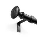 Box Space Curtain Rods for Windows 28 to 48 Inch, 3/4 Inch Diameter Black Curtain Rod with Decorative Finials, Adjustable Length Small Window Curtain Rod Heavy Duty Drapery Rod, Black