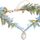 MOSTORY Woodland Flower Fairy Crown - Floral Elf Circlet with Rhinestone for Renfaire Accessories Women Renaissance Cosplay