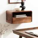 Kate and Laurel Kato Modern Wood Floating Side Table with Drawer; 18 x 10 x 9; Walnut Brown; Contemporary Wooden Floating Nightstand for Bedroom Bedside Table