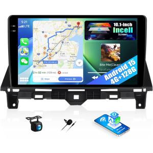 4G+128G Android Car Stereo Radio for Honda Accord 2008 2009 2010 2011 2012 2013 10.1 Inch incell Touch Screen with WiFi Bluetooth Carplay Android Auto GPS Navigation Backup Camera SWC FM RDS MIC