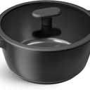 PRICUSIS Nonstick Stock Pot with Silicone Rim Tempered Glass Lid, 4.5/7 QT Soup Pot Casserole, Cooking Pot, Induction Compatible, Dishwasher Safe, Ideal for Pasta & Stews, PTFE PFOA Free, Black Sesame