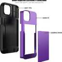Nvollnoe for iPhone 14 Case with Card Holder Heavy Duty Protective Dual Layer Shockproof Hidden Card Slot Slim Wallet Case for iPhone 14 for Women&Men(Purple)