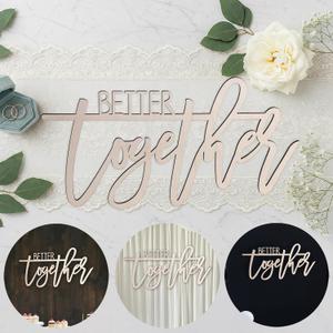 Better Together Wedding Wooden Sign - Backdrop Wedd ing Wood Sign, Background Wall Wedding Party Decoration, Photo Booth Prop (Better Together Wedding Wooden Sign)