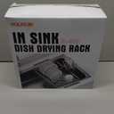 Expandable Dish Drying Rack in Sink, Stainless Steel Over The Sink Dish Drainer Drying Rack for Kitchen Counter, with Utensil Holder, Silver