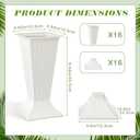 16 Pcs White Flower Buckets for Cut Flowers 9.8 inch Plastic Floral Buckets Modern Square Vases for Displaying Flowers in Florist Shop or Home Wedding Table Decorations