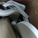 Farini Office Chair with Headrest, Ergonomic Mesh Office Chair with Footrest, High Back Desk Chair with Adjustable Lumber, Swivel Computer Chair for Home Office Study Room, White and Khaki