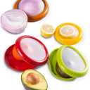 Ortarco 4Pcs Onion Storage Avocado Saver Holder, Lemons Garlic Tomato Peper Storage Containers Reusable (4Pcs:Onion+Avocado+Lemon+Tomato)