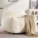Large Comfy Plush Bean Bag Chair for Adults with Armrests and Back (Beige)