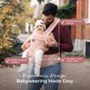 Momcozy Baby Carrier with Hip Seat, 2-in-1 Detachable Hands-Free Carrier for Long Walks, Forward-Facing Carry up to 44lbs, Breathable Infant Carrier, Fits Waists up to 45 Inches, AirMesh Pink