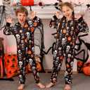 VNVNE Matching Halloween Onesie Pajamas for Family/Couples/Women/Men, Skeleton Holiday One Piece Adults Pjs Sleepwear (XXL)