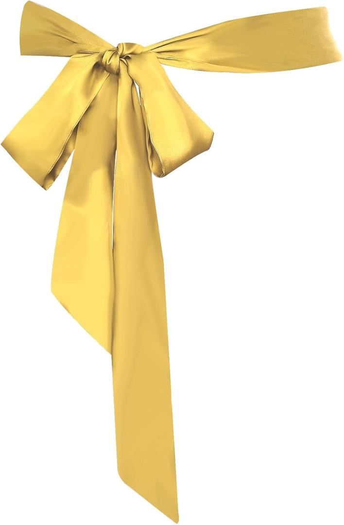 obmwang Women's Wedding Sash Belt Ribbon Satin Scarf Waist Belts for Special Occasion Dress Bridal Sash Belt 1.96'' Wide (Yellow)