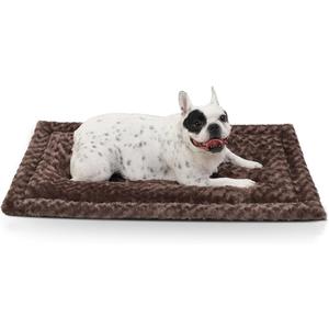 Washable Dog Bed Mat Dog Crate Pad Soft Fluffy Pet Kennel Beds Dog Sleeping Mattress for Large Jumbo Medium Small Dogs, 35 x 22 Inch, Brown