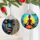 Christmas Decorations Ornaments, Stained Glass Ornament, Christmas Tree Ornaments, 2025 Gift Ornament, Xmas Gift for Friend Family Coworker - African Mask