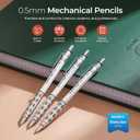 Nicpro 3 Pack Blocky Gear 0.5 mm Metal Mechanical Pencils Set with Case, Lead Drafting Pencil with 8 Tube (480PCS) Lead Refills(HB 2B), 4 Erasers, 18 Eraser Refills for Art Writing, Sketching Drawing