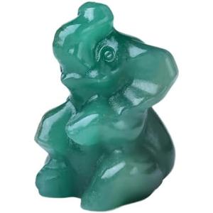 WUYOUSHI Green Aventurine Elephant Decor Figurine Crystals and Healing Stones Elephant Statue Polished Pocket Gemstones ​Bedroom Office Desk Home Decoration A Lucky Decoration