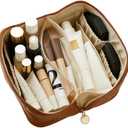 BLVSH & Co. Large Waterproof Makeup Organizer - Professional Travel Cosmetic Bag with Dividers, Premium Toiletry Case, Flat Opening Design