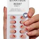BTArtbox French Tip Press On Nails - Cherry Charm, Lamp-Curable Extra Short Red Almond Valentines Press On Nails with Glue and Adhesive Tabs for Women in 16 Sizes - 32 Soft Gel Glue On Nails Kit