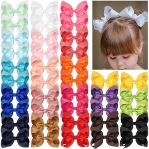 JOYOYO 40Pcs 4.5" Hair Bows Alligator Clips, Grosgrain Ribbon Girls Bows Clips Barrettes Hair Accessories for Baby Girls Toddlers Kids Teens (4.5inch,20 Colors in Pairs)
