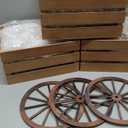 9 Pack 13 x 9 x 6 Inch Straw Hay Bale Stack Decoration Set Rustic Wooden Wagon Wheel Natural Hay Bales Boxes for Western Cowboy Photo Booth Props Birthday Farm Accessories