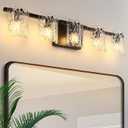 5-Light Bathroom Vanity Light, 31" Matte Black Bathroom Light Fixture Over Mirror with Clear Glass, Modern Bath Wall Sconce Lighting, View Bundled for Installation Tools, OS-MM5002-5BK