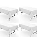 Pureegg Rectangle Table Cloth 60" x 102" – Durable Polyester Tablecloth Offers Reusable & Washable Protection, Ideal for Outdoor Party, Picnic, Wedding, Banquet and Birthday, 4 Pack, White