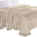 Elegant Comfort Luxury Velvety Feel Blanket, All-Season Lightweight Blanket, Ultra Plush, Soft, Cozy-Fuzzy Flannel Fleece for Couch, Sofa, Bed, Travel, Solid Design, King/California King, Cream-Beige