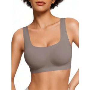 Avidlove Bralettes for Women Comfy Pullover Wireless Bra Seamless T Shirt Wirefree Wide Straps Sleep Everyday Bras Grey