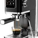Espresso Machine 20 Bar,Touch Screen Espresso Maker with Steam Milk Frother,Stainless Steel Expresso Coffee Machine for Cappuccino Latte Cold Brew,1350W Fast Heat Up System,Black
