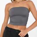 Trendy Queen Womens Tube Tops Strapless Crop Tops Basic Backless Sleeveless Going Out 2026 Spring Outfits Summer Clothes (Gray, S)